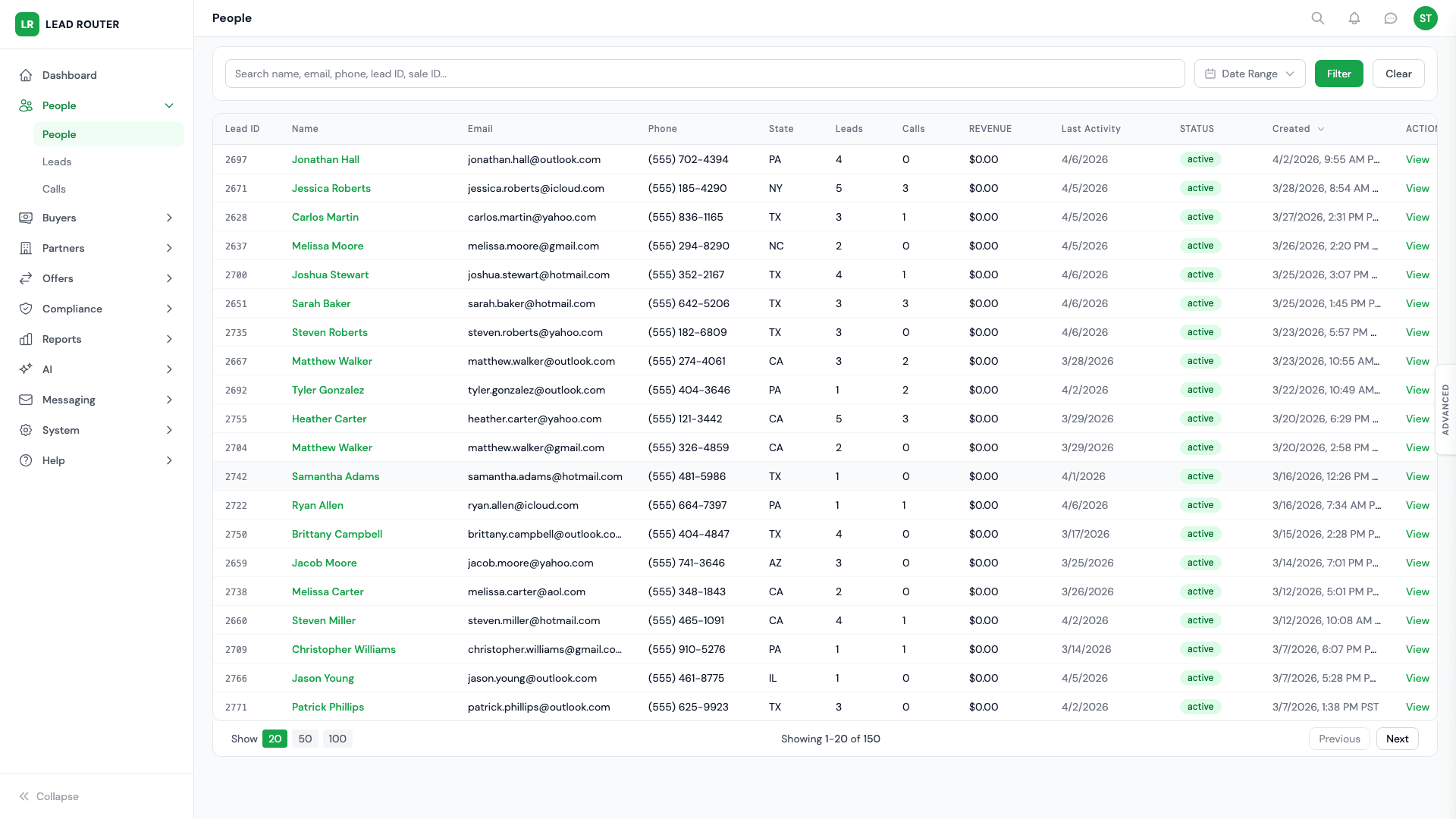 Unified People Hub - single identity across leads, calls, and verticals in Lead Router lead distribution software